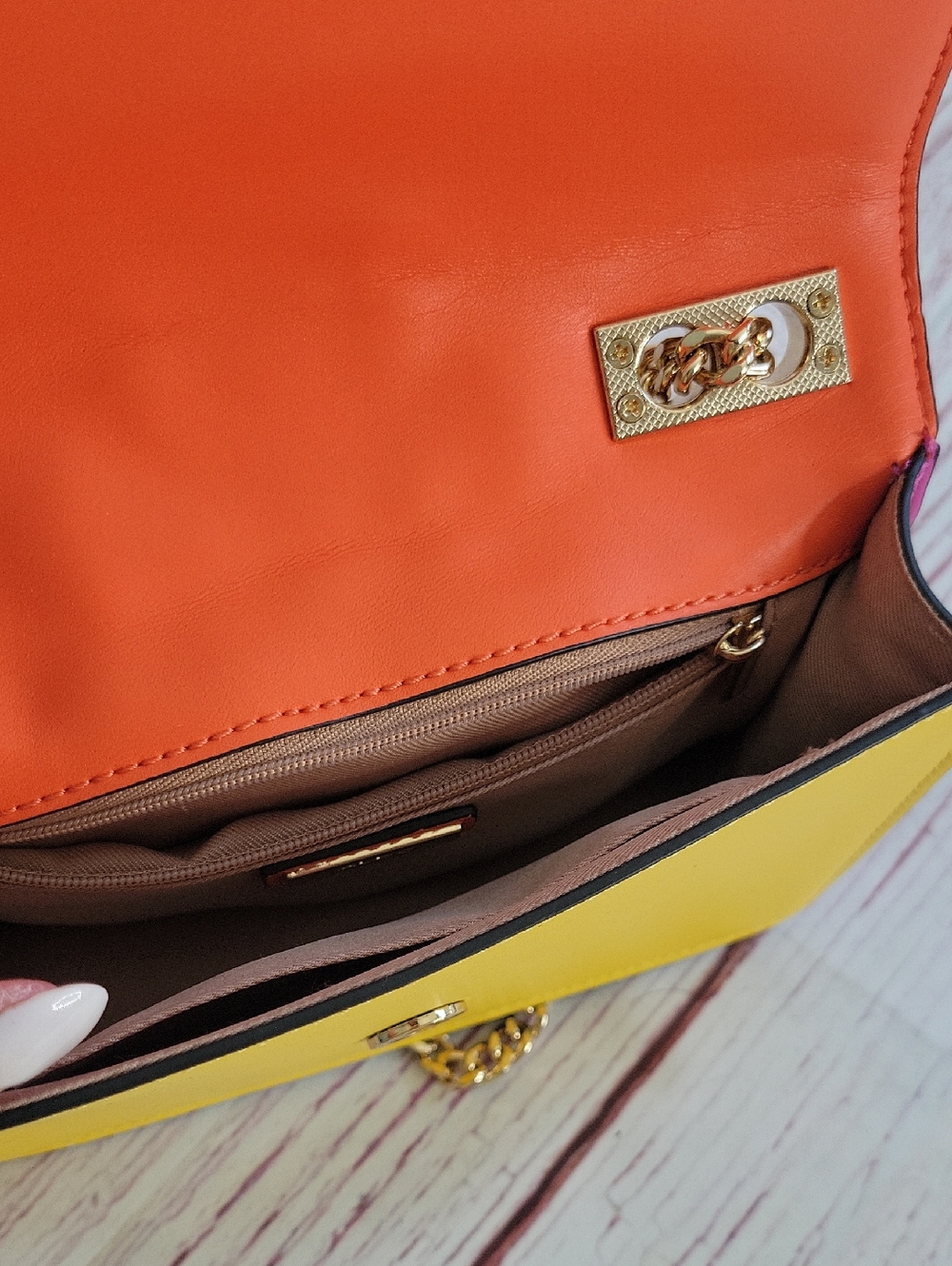 Aldo Vibrant Multi-Color Chain Shoulder Bag - Yellow & Pink - Picture 6 of 7